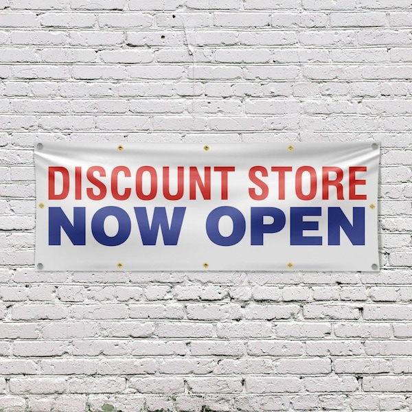 Signmission Discount Store Now Open, 48 Inch x 120 Inch, Vinyl Banner - B-120-30546