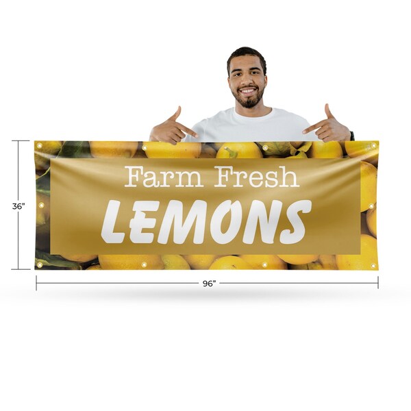 Signmission Farm Fresh Lemons, 36 Inch x 96 Inch, Vinyl Banner - B-96-30599