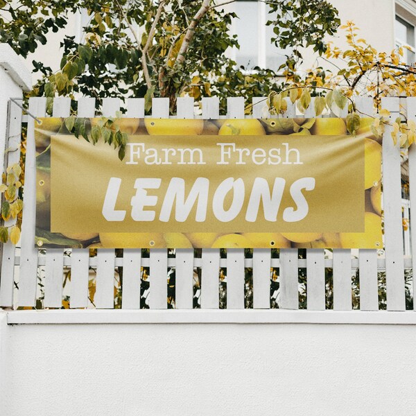Signmission Farm Fresh Lemons, 36 Inch x 96 Inch, Vinyl Banner - B-96-30599