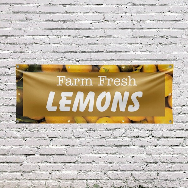 Signmission Farm Fresh Lemons, 36 Inch x 96 Inch, Vinyl Banner - B-96-30599