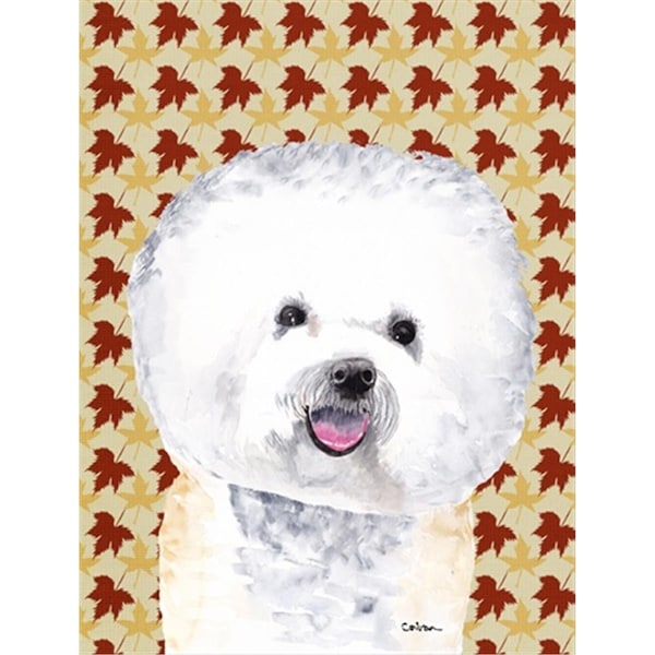Patioplus 15 x 15 In. Bichon Frise Fall Leaves Portrait Flag; Garden Size - PA245696
