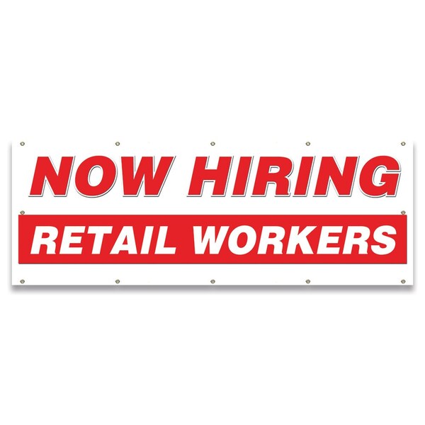 Signmission Now Hiring Retail Workers Banner Apply Inside Accepting Application Single Sided - B-120-30297