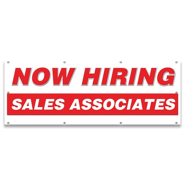 Signmission Now Hiring Sales Associates Banner Apply Inside Accepting Application Single Sided - B-96-30299