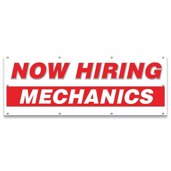 Signmission Now Hiring Mechanics Banner Apply Inside Accepting Application Single Sided - B-96-30277