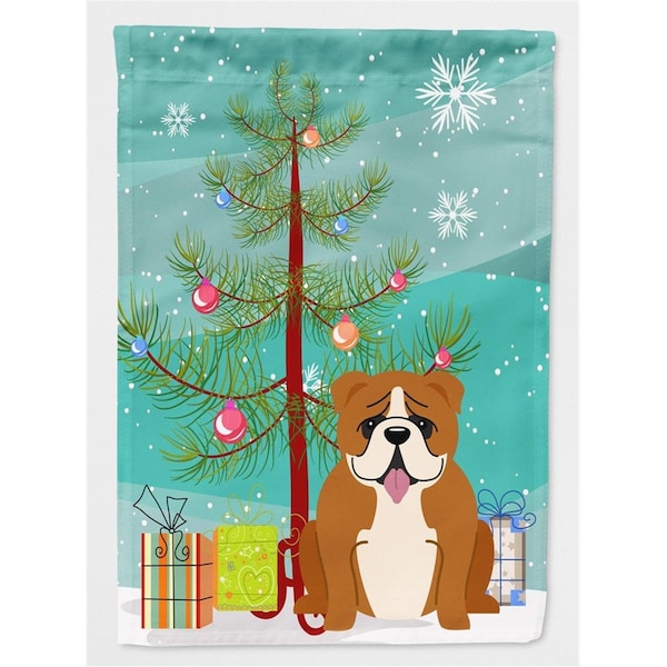 Patioplus Merry Christmas Tree English Bulldog Red & White Flag Garden Size - PA224214