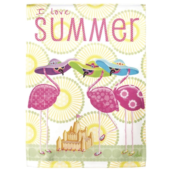 Dicksons 13 x 18 in Flag Print I Love Summer Flamini Flag With Pole Gos Polyester Grd - M080061