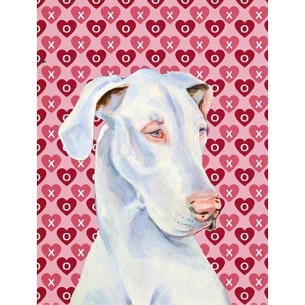 Patioplus 11 x 15 in. Great Dane Hearts Love And Valentines Day Portrait Flag Garden Size - PA247581