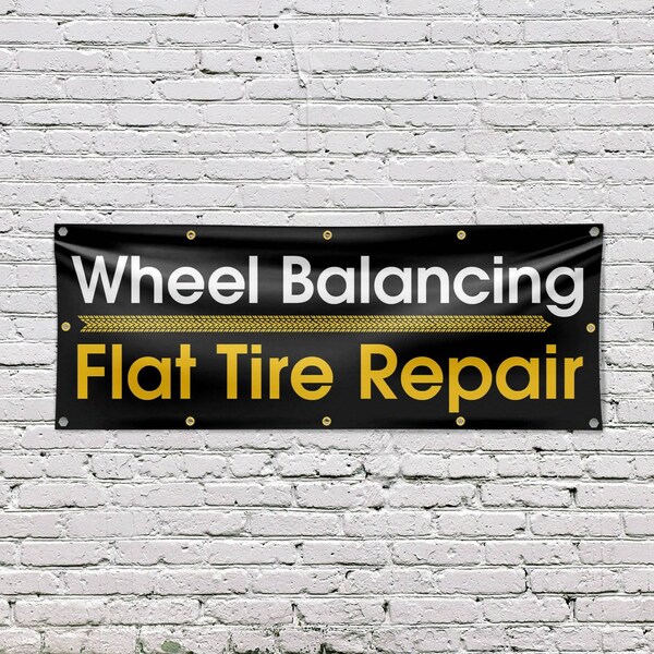 Signmission Wheel Balancing Flat Tire Repair, 48 Inch x 120 Inch, Vinyl Banner - B-120-30941