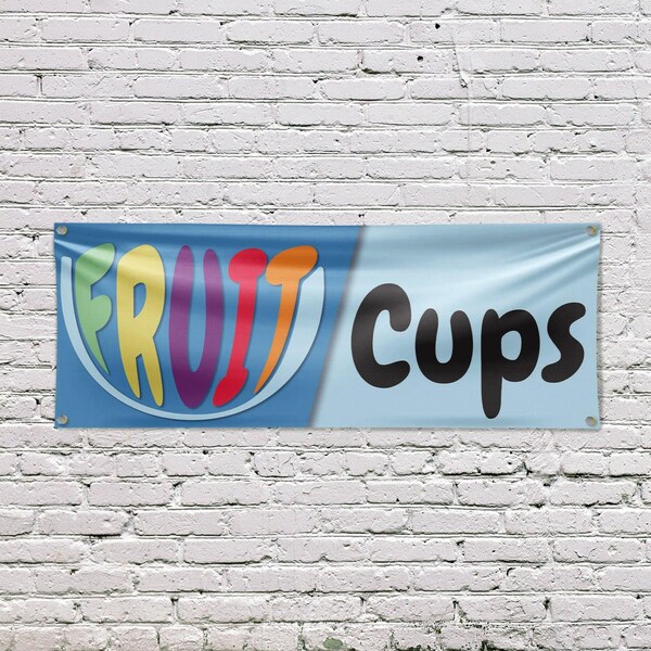 Signmission Fruit Cups, 18 Inch x 48 Inch, Vinyl Banner - B-30663