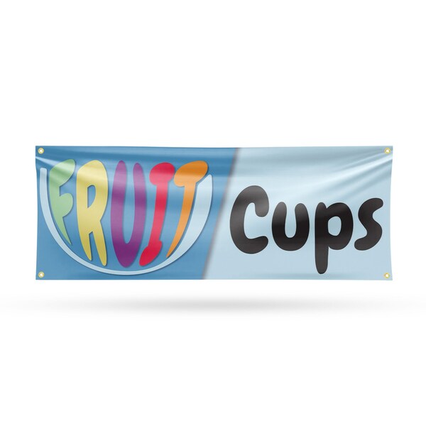 Signmission Fruit Cups, 18 Inch x 48 Inch, Vinyl Banner - B-30663