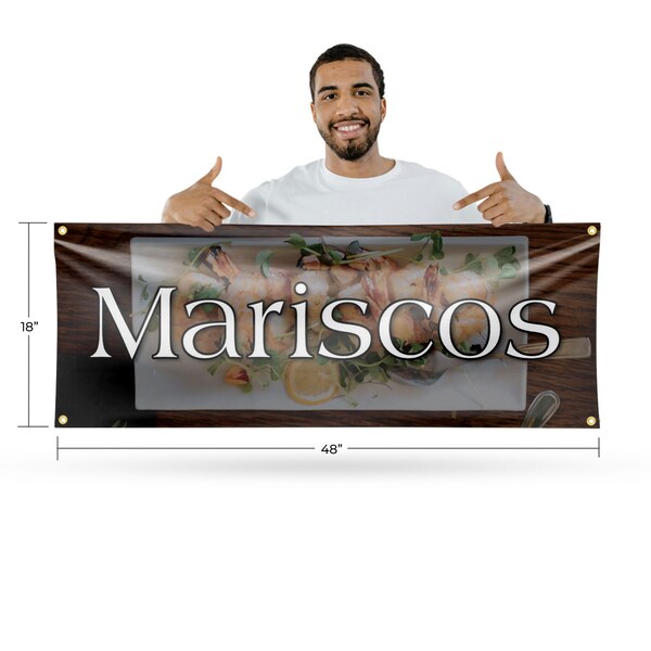 Signmission Mariscos, 18 Inch x 48 Inch, Vinyl Banner - B-30731