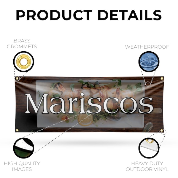 Signmission Mariscos, 18 Inch x 48 Inch, Vinyl Banner - B-30731