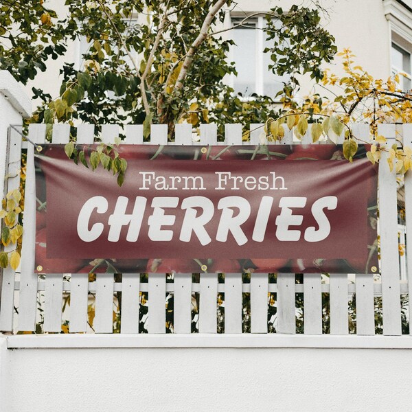 Signmission Farm Fresh Cherries, 24 Inch x 72 Inch, Vinyl Banner - B-72-30587
