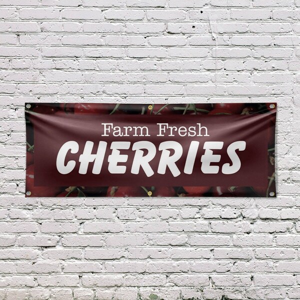 Signmission Farm Fresh Cherries, 24 Inch x 72 Inch, Vinyl Banner - B-72-30587