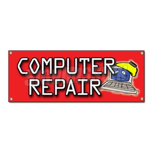 Signmission COMPUTER REPAIR BANNER SIGN monitor screem mouse keyboard network fix design - B-COMPUTER REPAIR
