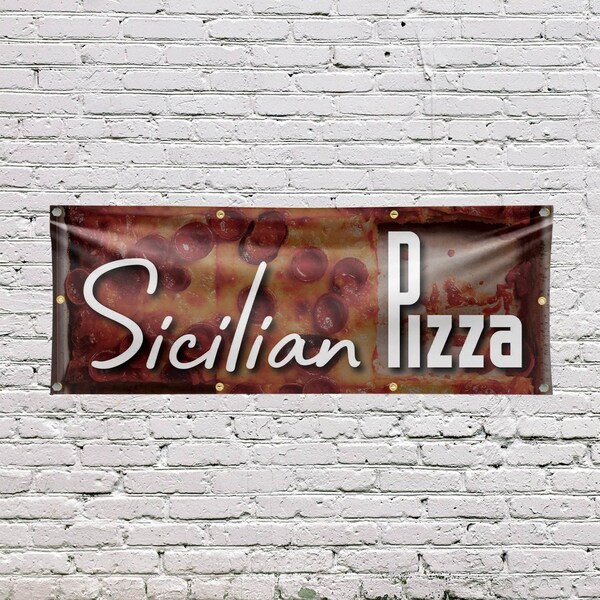 Signmission Sicilian Pizza, 36 Inch x 96 Inch, Vinyl Banner - B-96-30854