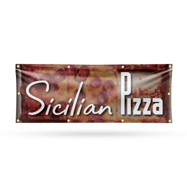Signmission Sicilian Pizza, 36 Inch x 96 Inch, Vinyl Banner - B-96-30854