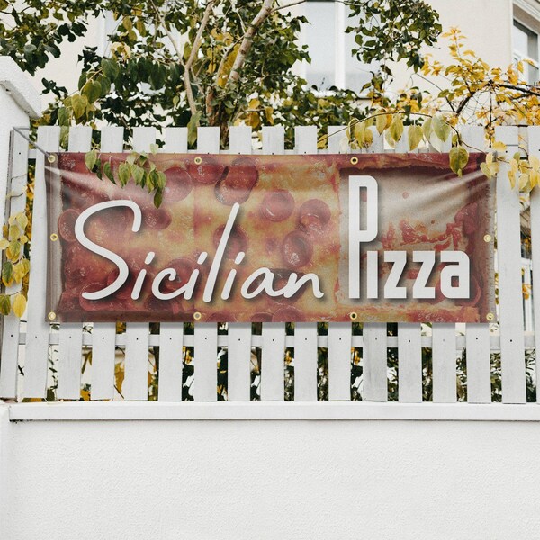 Signmission Sicilian Pizza, 36 Inch x 96 Inch, Vinyl Banner - B-96-30854