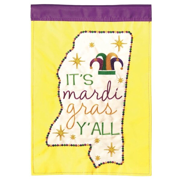 Dicksons 13 x 18 in Flag Double Applique Mississippi Mardi Gra Polyester Garden - M011104