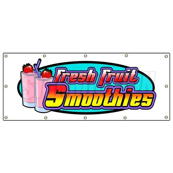 Signmission SMOOTHIES BANNER SIGN fresh fruit smoothie signs - B-120 SMOOTHIES