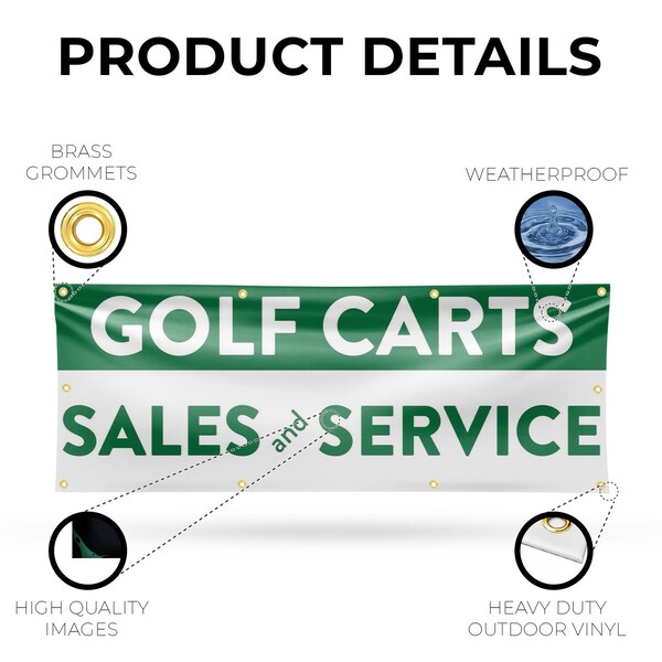 Signmission Golf Carts Sales and Service, 36 Inch x 96 Inch, Vinyl Banner - B-96-30677