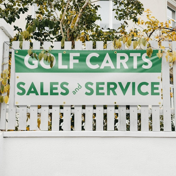 Signmission Golf Carts Sales and Service, 36 Inch x 96 Inch, Vinyl Banner - B-96-30677