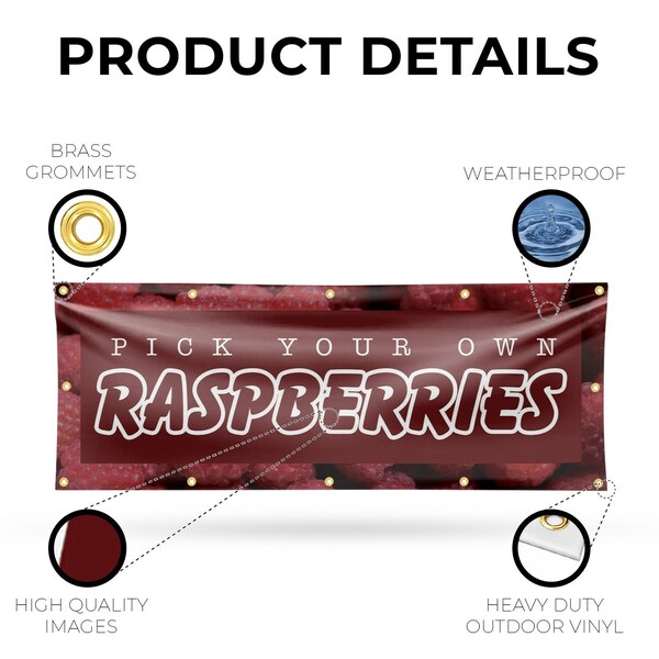 Signmission Pick Your Own Raspberries, 48 Inch x 120 Inch, Vinyl Banner - B-120-30797