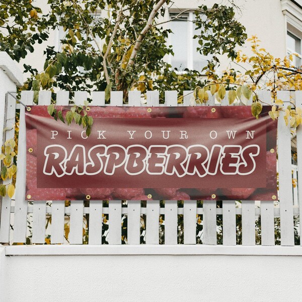 Signmission Pick Your Own Raspberries, 48 Inch x 120 Inch, Vinyl Banner - B-120-30797