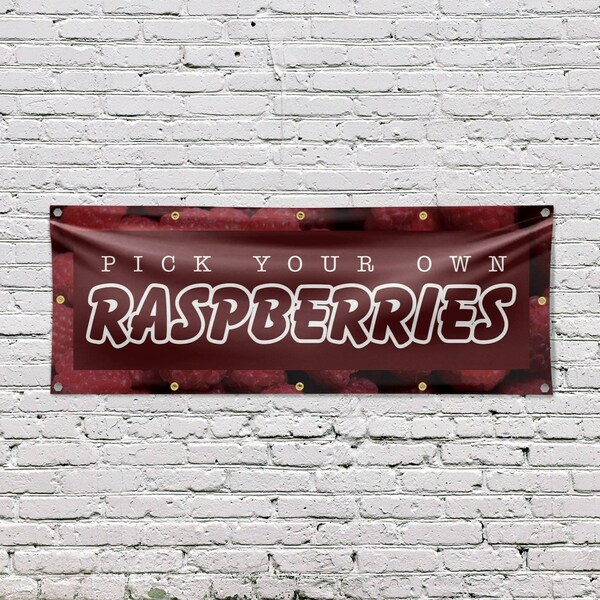 Signmission Pick Your Own Raspberries, 48 Inch x 120 Inch, Vinyl Banner - B-120-30797