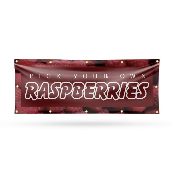 Signmission Pick Your Own Raspberries, 48 Inch x 120 Inch, Vinyl Banner - B-120-30797