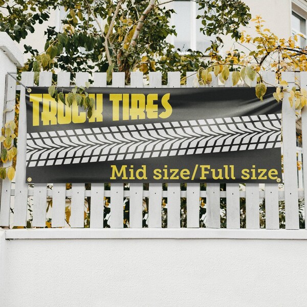 Signmission Truck Tires Mid Size Full Size, 18 Inch x 48 Inch, Vinyl Banner - B-30896