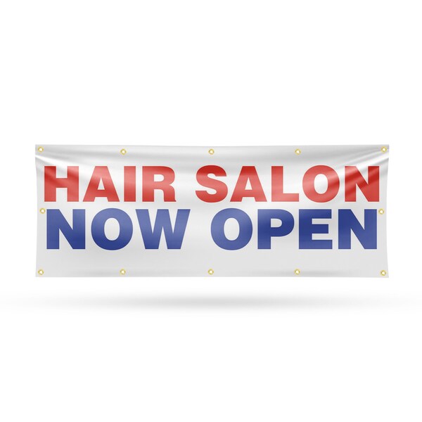 Signmission Hair Salon Now Open, 48 Inch x 120 Inch, Vinyl Banner - B-120-30689