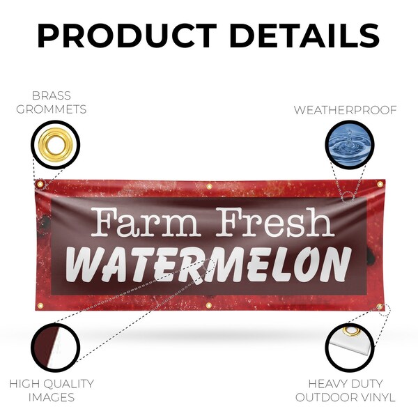 Signmission Farm Fresh Watermelon, 24 Inch x 72 Inch, Vinyl Banner - B-72-30620