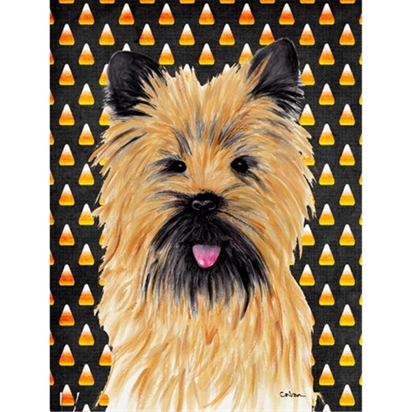 Patioplus 11 x 15 in. Cairn Terrier Candy Corn Halloween Portrait Garden Size Flag - PA246138