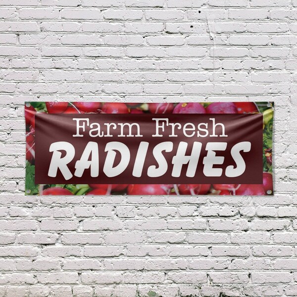 Signmission Farm Fresh Radishes, 18 Inch x 48 Inch, Vinyl Banner - B-30613