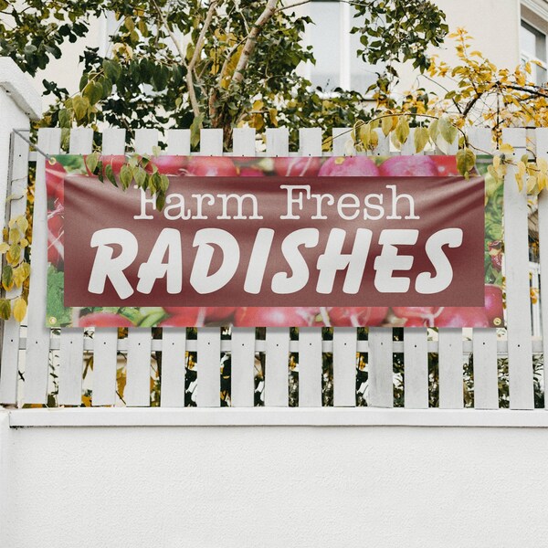 Signmission Farm Fresh Radishes, 18 Inch x 48 Inch, Vinyl Banner - B-30613