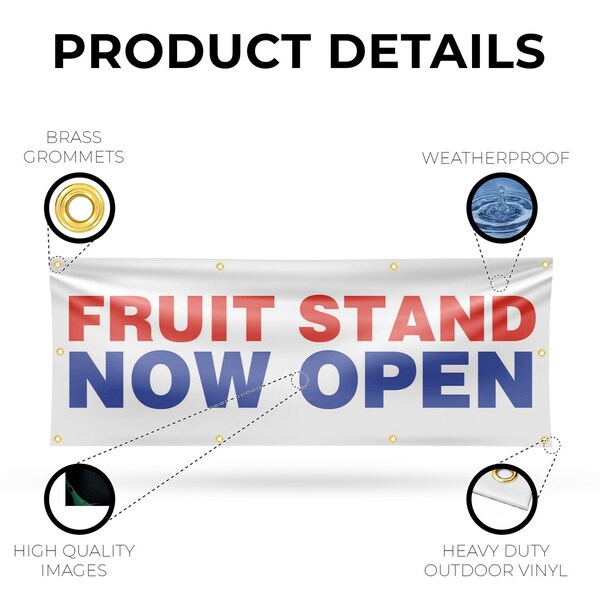 Signmission Fruit Stand Now Open, 36 Inch x 96 Inch, Vinyl Banner - B-96-30664