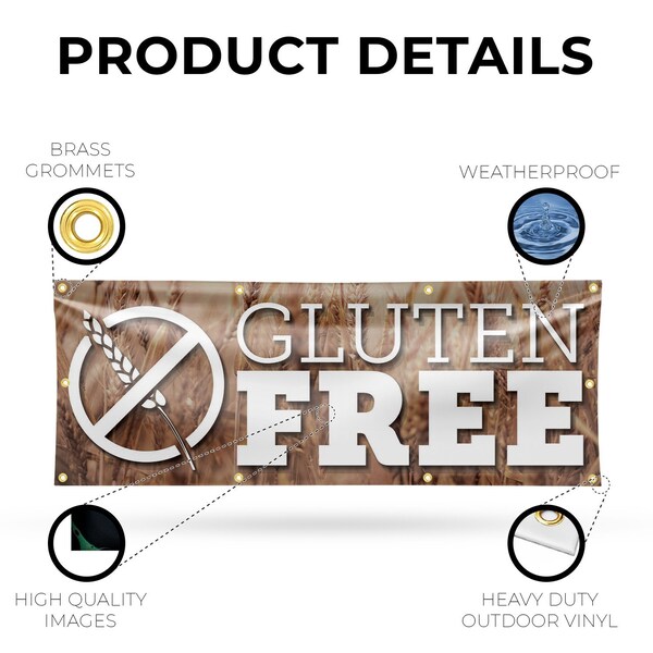 Signmission Gluten Free, 36 Inch x 96 Inch, Vinyl Banner - B-96-30671