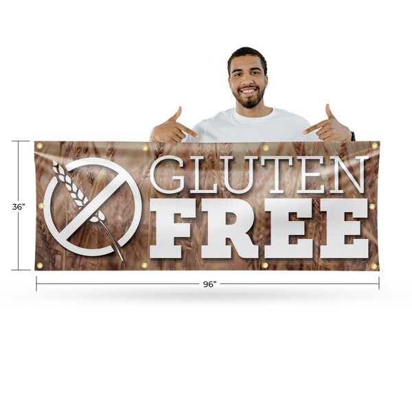Signmission Gluten Free, 36 Inch x 96 Inch, Vinyl Banner - B-96-30671