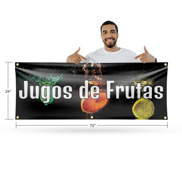 Signmission Jugos de Frutas, 24 Inch x 72 Inch, Vinyl Banner - B-72-30714