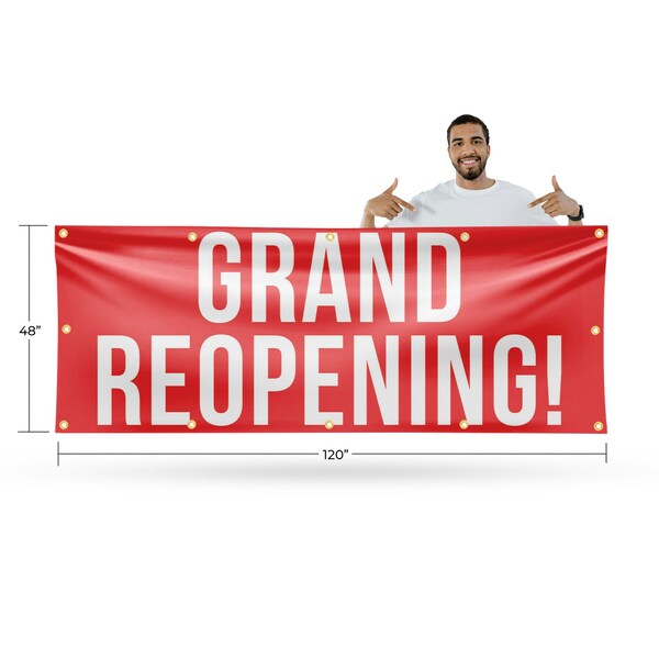 Signmission Grand Reopening, 48 Inch x 120 Inch, Vinyl Banner - B-120-30678