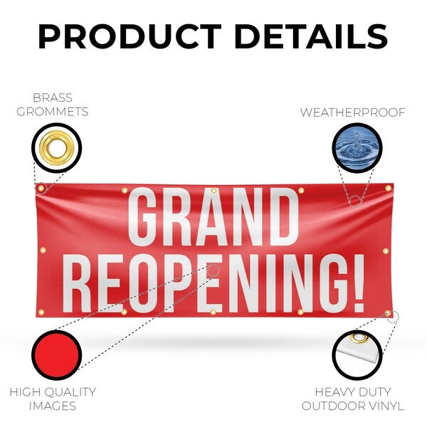 Signmission Grand Reopening, 48 Inch x 120 Inch, Vinyl Banner - B-120-30678