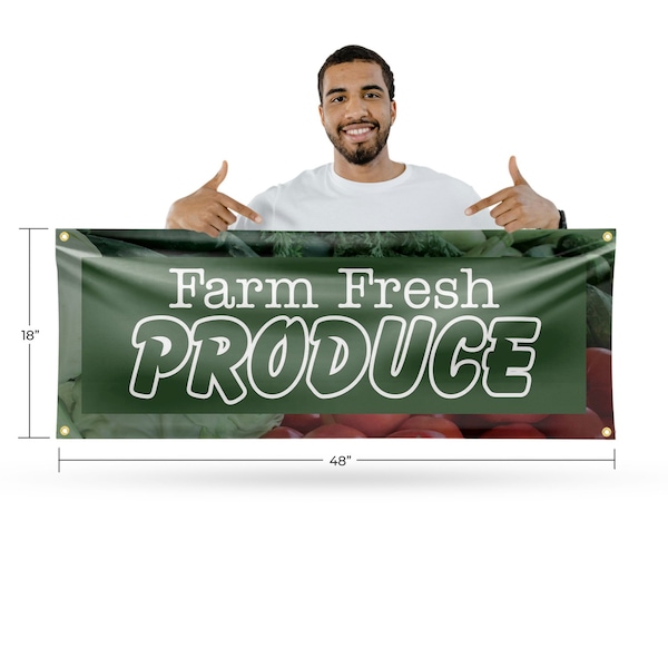 Signmission Farm Fresh Produce, 18 Inch x 48 Inch, Vinyl Banner - B-30611