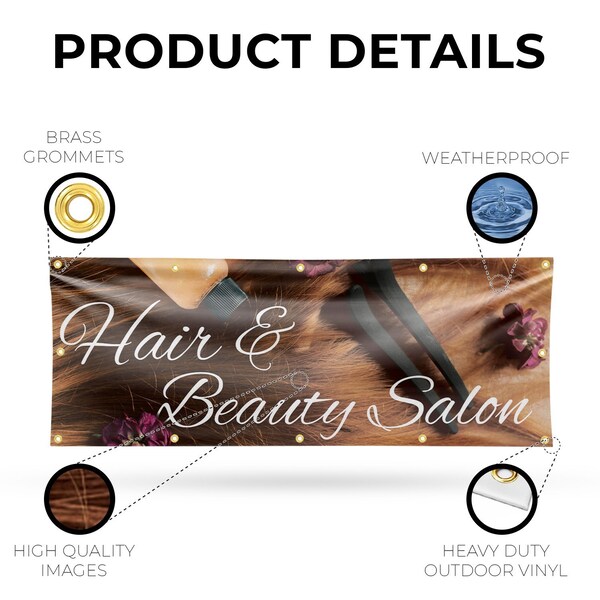Signmission Hair & Beauty Salon, 48 Inch x 120 Inch, Vinyl Banner - B-120-30688