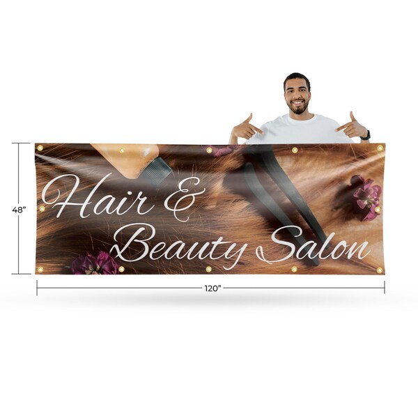 Signmission Hair & Beauty Salon, 48 Inch x 120 Inch, Vinyl Banner - B-120-30688