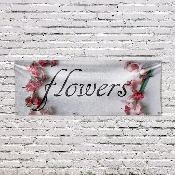 Signmission Flowers, 18 Inch x 48 Inch, Vinyl Banner - B-30640