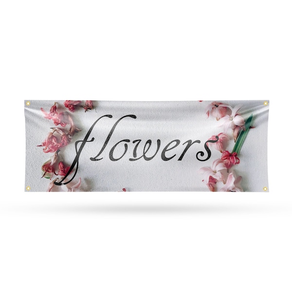 Signmission Flowers, 18 Inch x 48 Inch, Vinyl Banner - B-30640