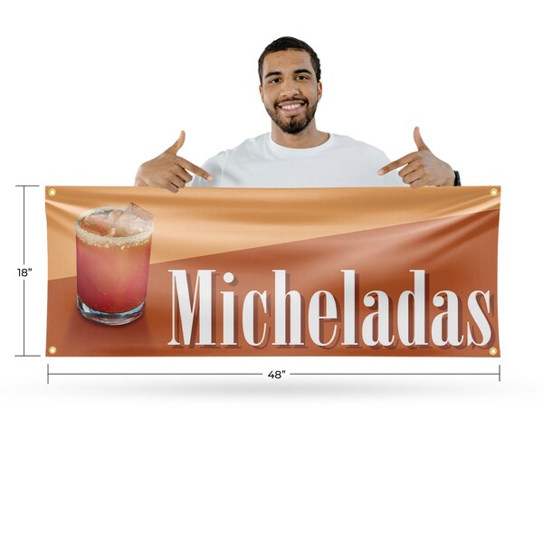 Signmission Micheladas, 18 Inch x 48 Inch, Vinyl Banner - B-30739
