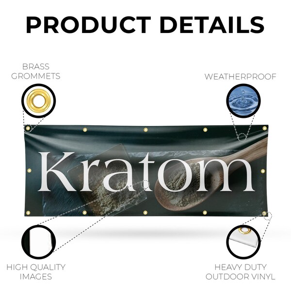 Signmission Kratom, 48 Inch x 120 Inch, Vinyl Banner - B-120-30719