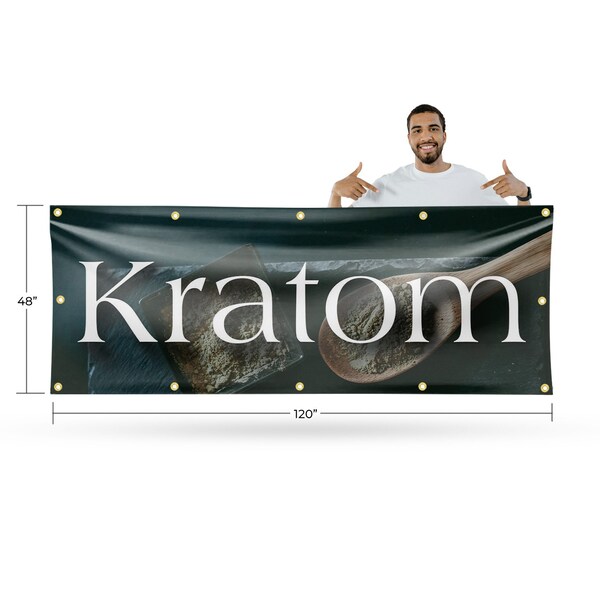 Signmission Kratom, 48 Inch x 120 Inch, Vinyl Banner - B-120-30719